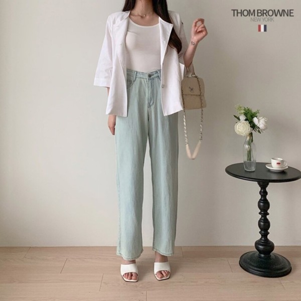 톰브라운  23SS  HIGH WAIST WIDE LINEN DENIM PANTS