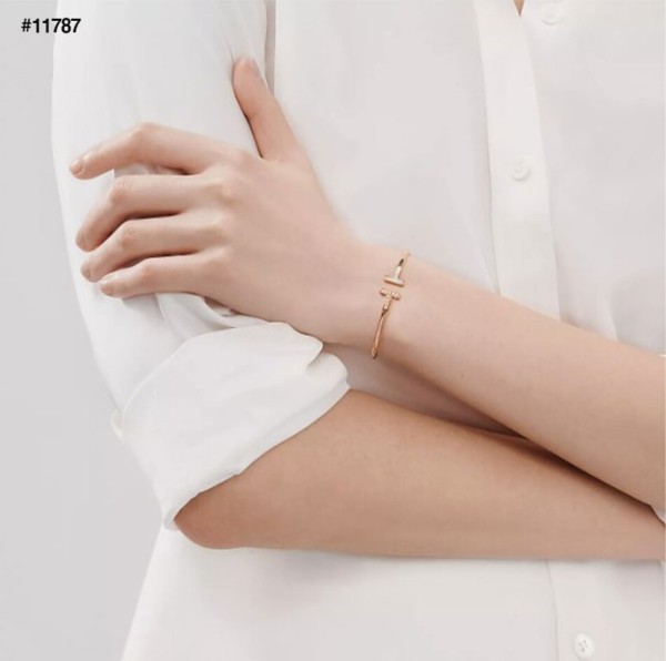 [TIFFANY & CO] 티파니앤코 와이어 자개 하프 브레이슬릿 팔찌 골드