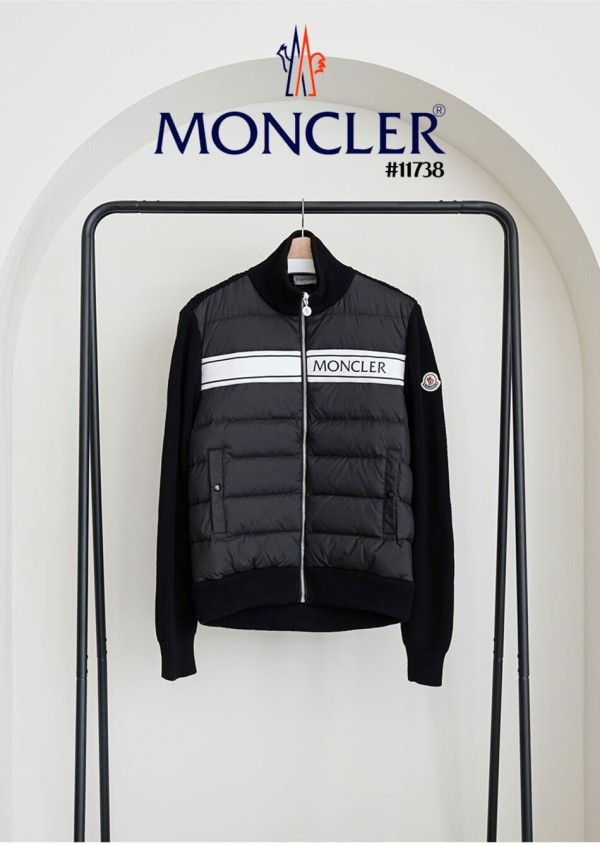 [MONCLER] 몽클레어 남성 로고패치 TRICOT 니트 패딩 집업가디건