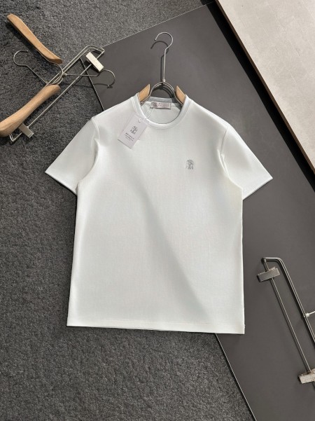 브루넬로쿠치넬리  자수로고 라운드 티셔츠